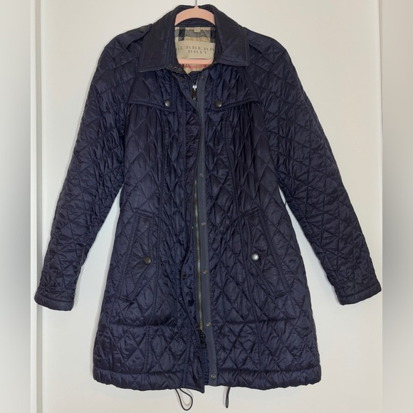 Burberry Brit Finsbridge Long Quilted Coat with Belt w COA size L - Picture 4 of 12